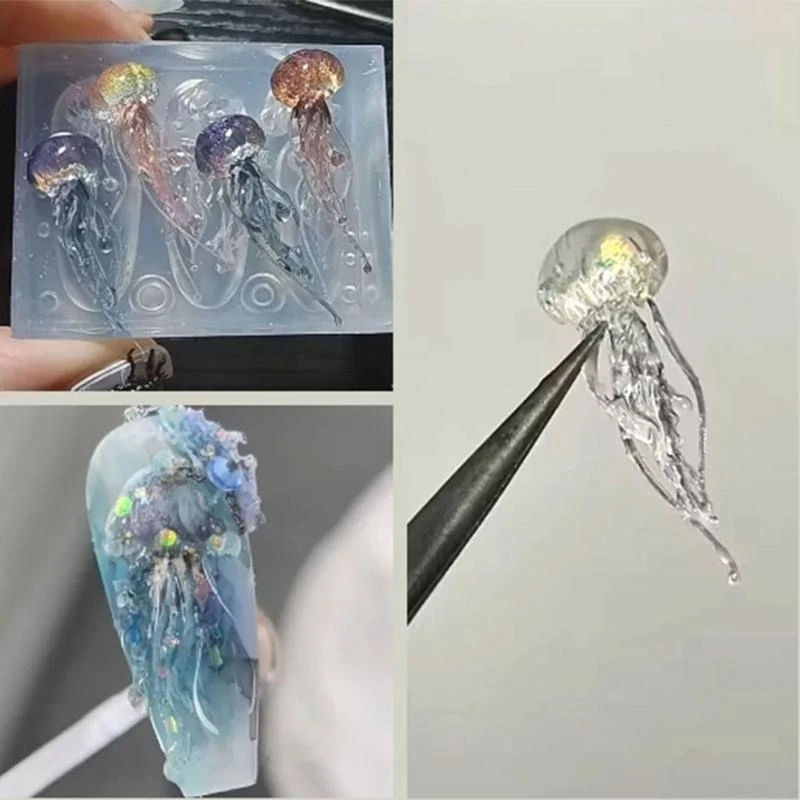 652F Soft Silicone Jellyfish Moulds Art Dropper Mold Convenient Art Molds Resin Craft Mould DIY Casting Moulds