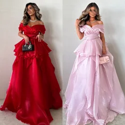 Customized Fashion Exquisite Pleat Ruched Tiered A-line Off-the-shoulder Long Dresses Bespoke Occasion Dresses Formal Classic