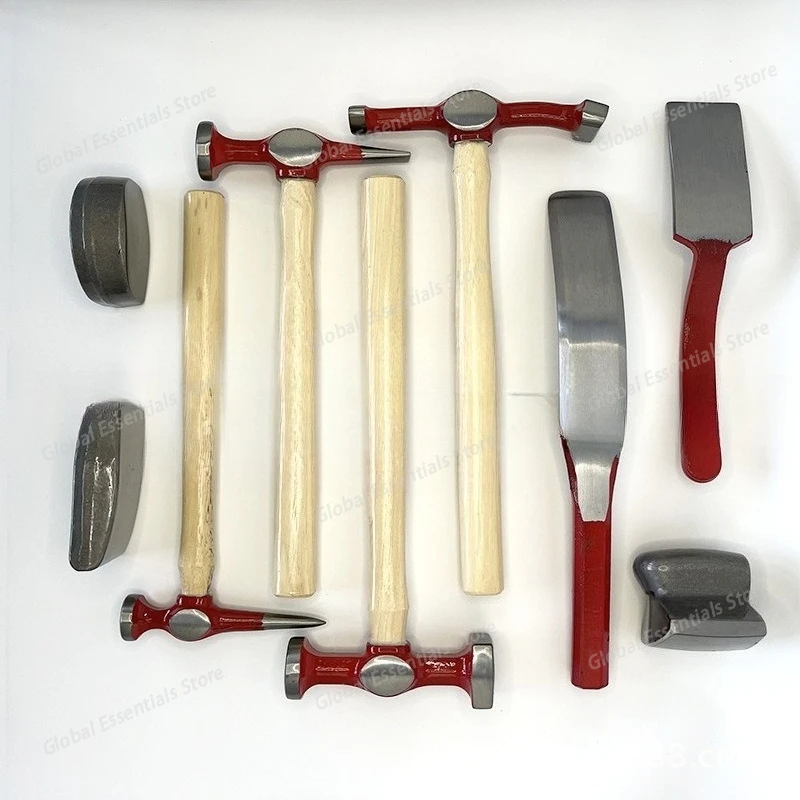 

Car Sheet Metal Dent Repair Tool Set Round Head Pull Hammer Straight Face Hammer Lining Iron & Pad