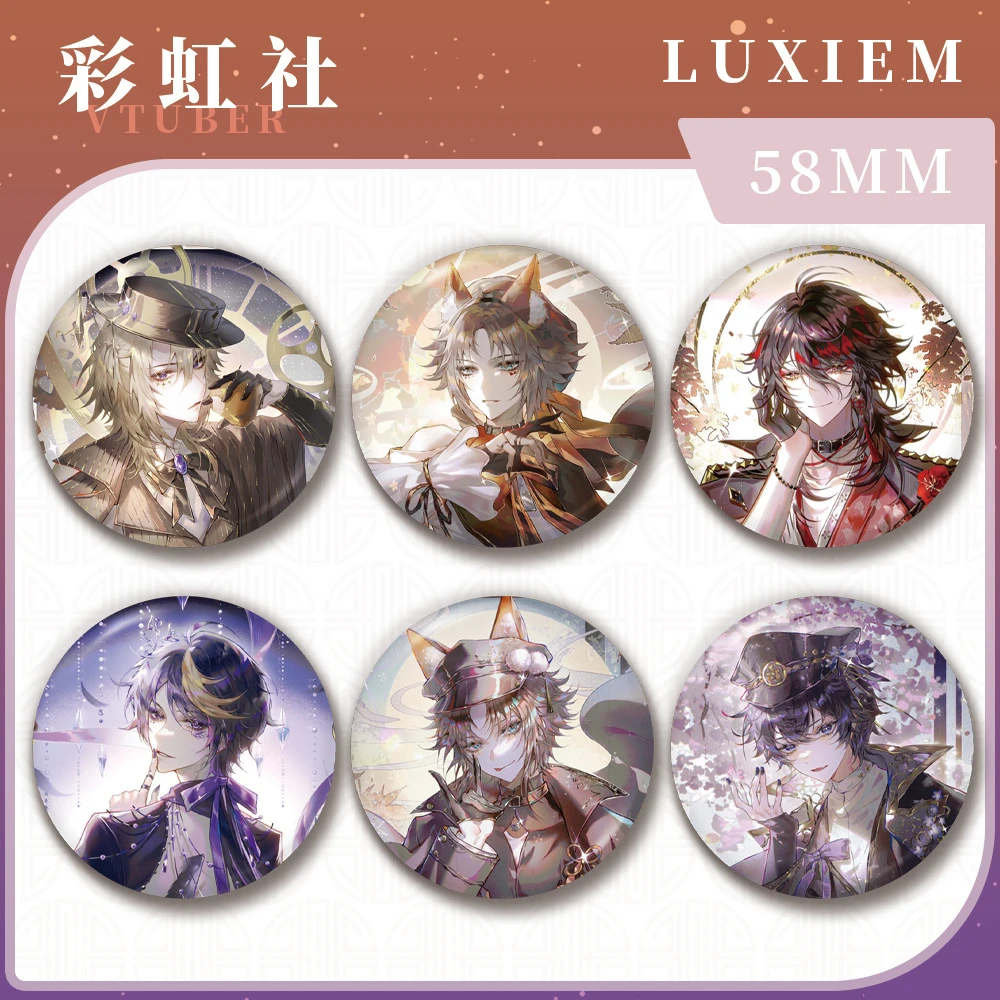 

58mm Anime NIJISANJI VXO SHOTO IKE LUCA SHU MYSTA Cosplay COSTUME Badge Pin SPTE Tinplate Brooch Prop