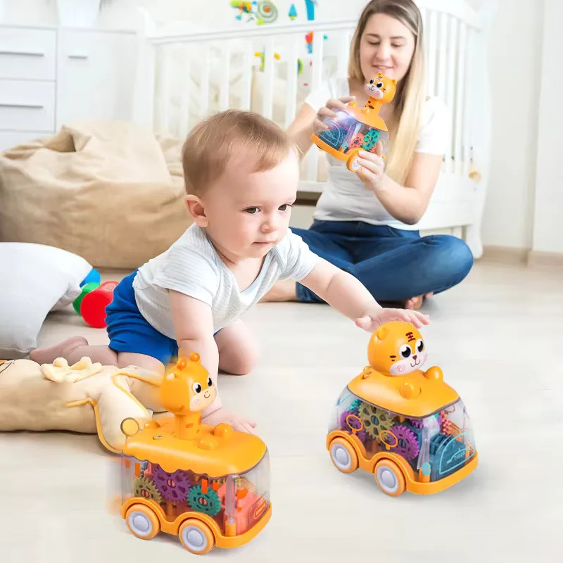 Animal-Themed Press-and-Go Luminous Car Toy for Toddlers 1-2 Year Old Boys Girls - Pull Back Function Educational Birthday Gift