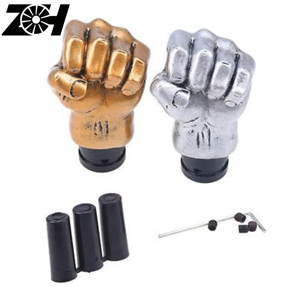 Golden Silver Fist Universal Car Gear Shift Knob Car Manual Transmission Handle Fit For Honda Toyota Nissan Mitsubishi Ford