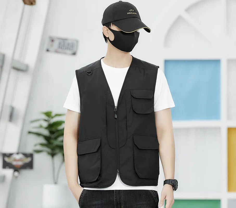 New Men'S Spring Autumn Thin Casual Breathable Vest Fashionable And Versatile Outdoor Quick Drying Shoulder Sleeveless Waistcoat