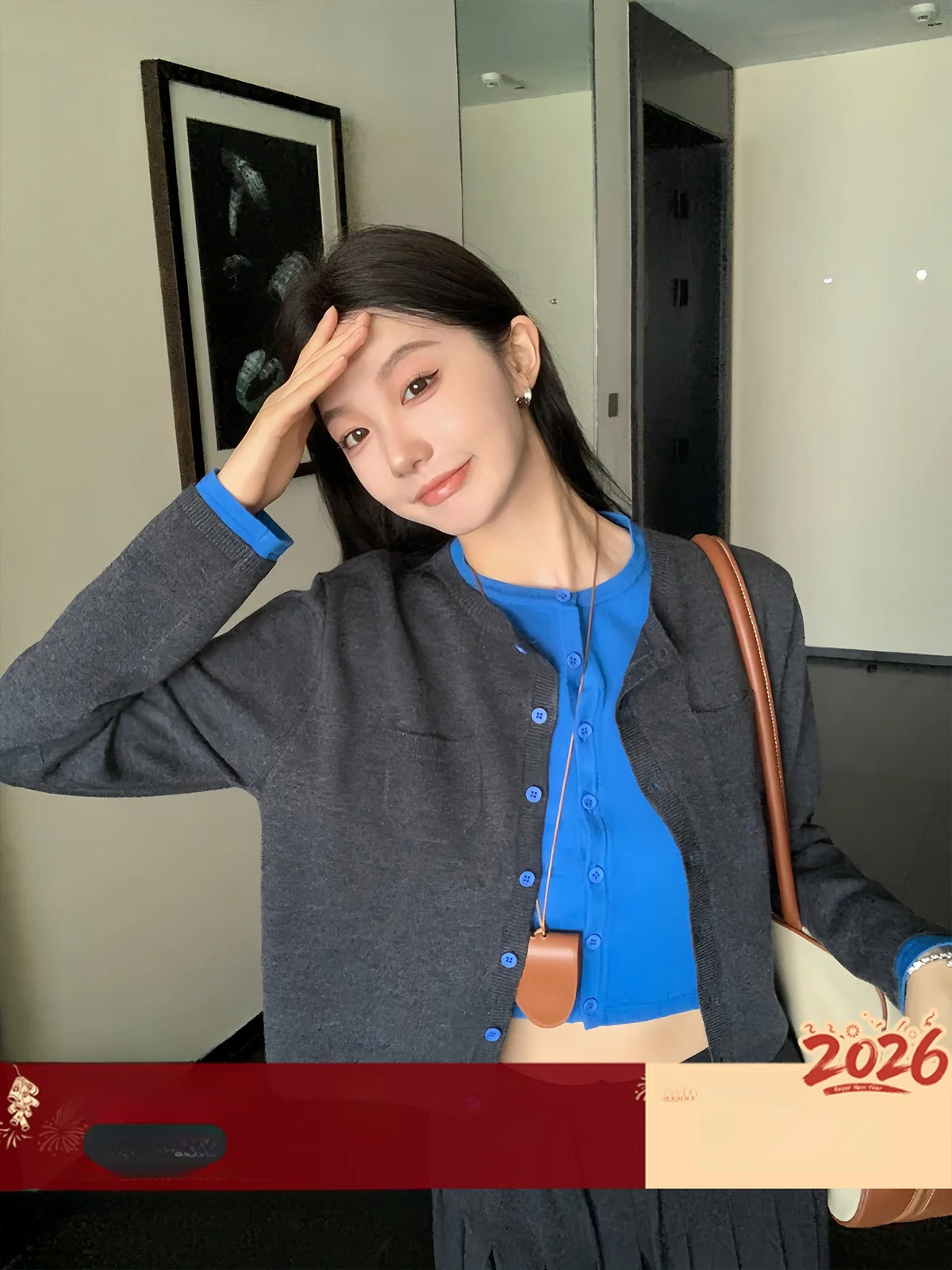 

Soft Long Sve Knitted Sweater Women's Lazy Sle Fake Two-Piece Vintage Polka Dot Open Cardigan Polyester Fiber round Ne...