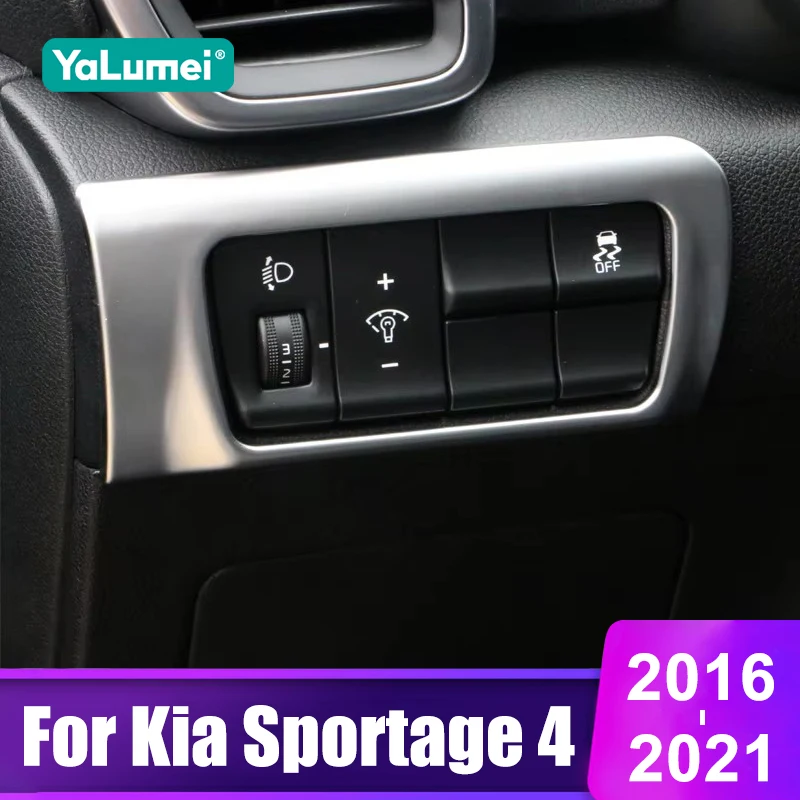 Für Kia Sportage 4 QL 2016 2017 2018 2019 2020 2021 ABS Carbon Auto Scheinwerfer Einstellung Taste Trim Abdeckung Zubehör