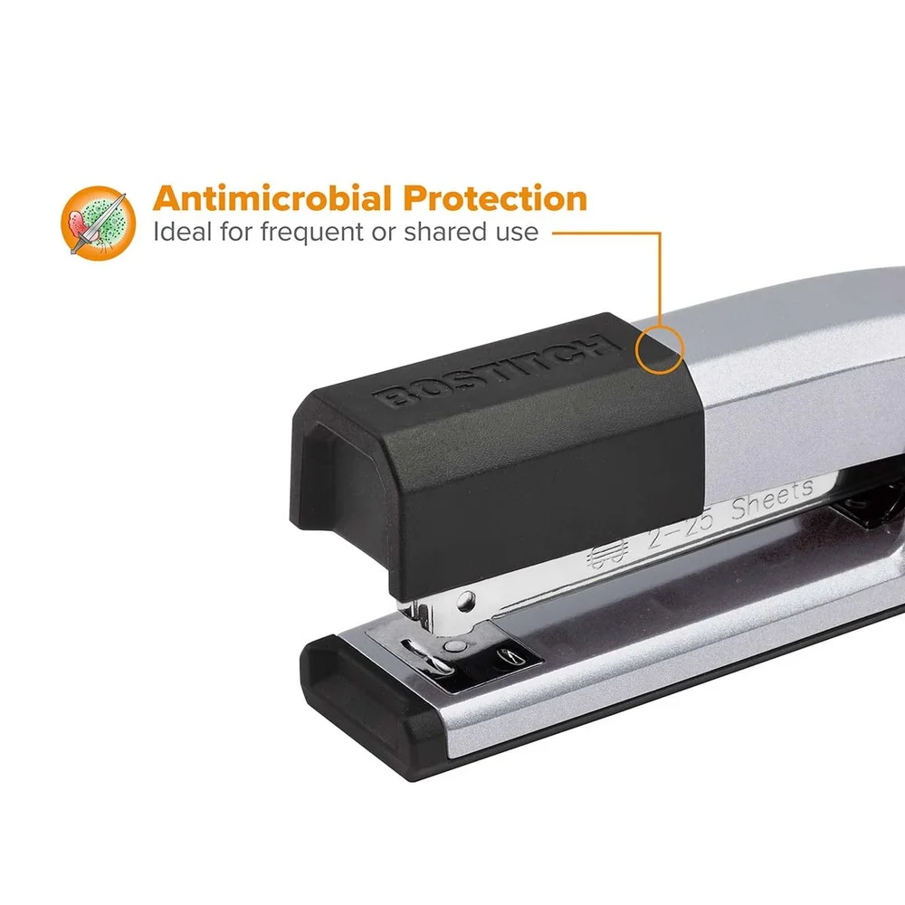 プレミアム抗菌オフィスステープラー、EZリムーバー、詰まり防止技術、隠しステープ収納、家庭、学校、工作、クラフト用