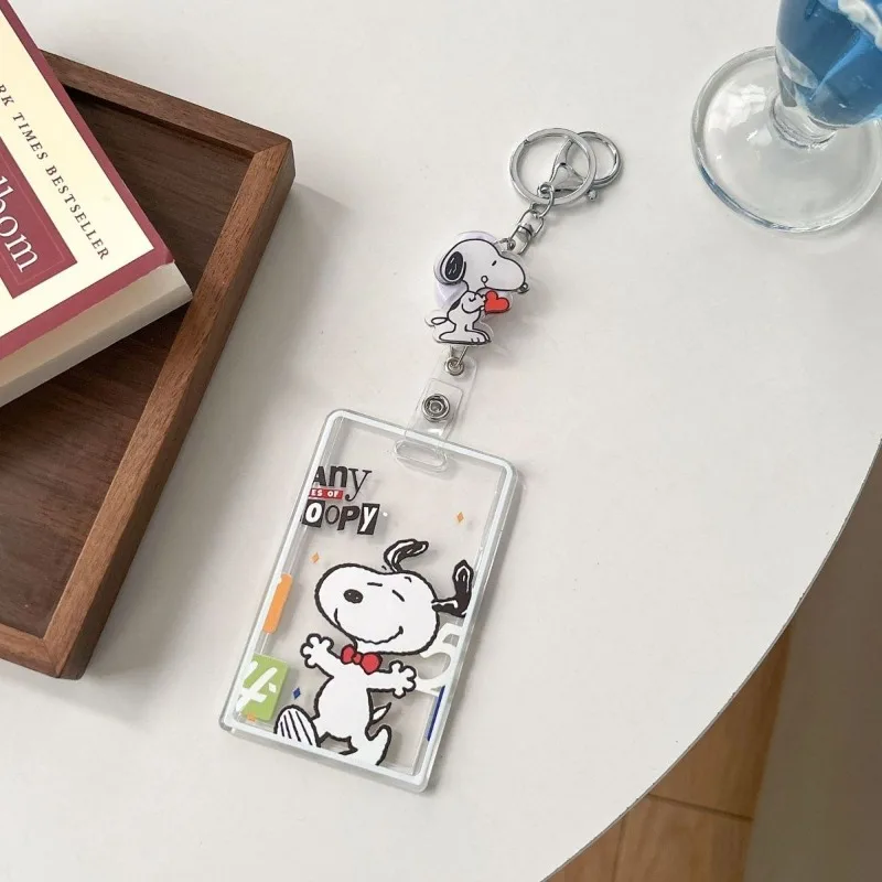 Nuovo Snoopy animazione periferica telescopica copertina della carta portachiavi cartone animato bus pasto carta custodia di protezione della carta scolastica all'ingrosso