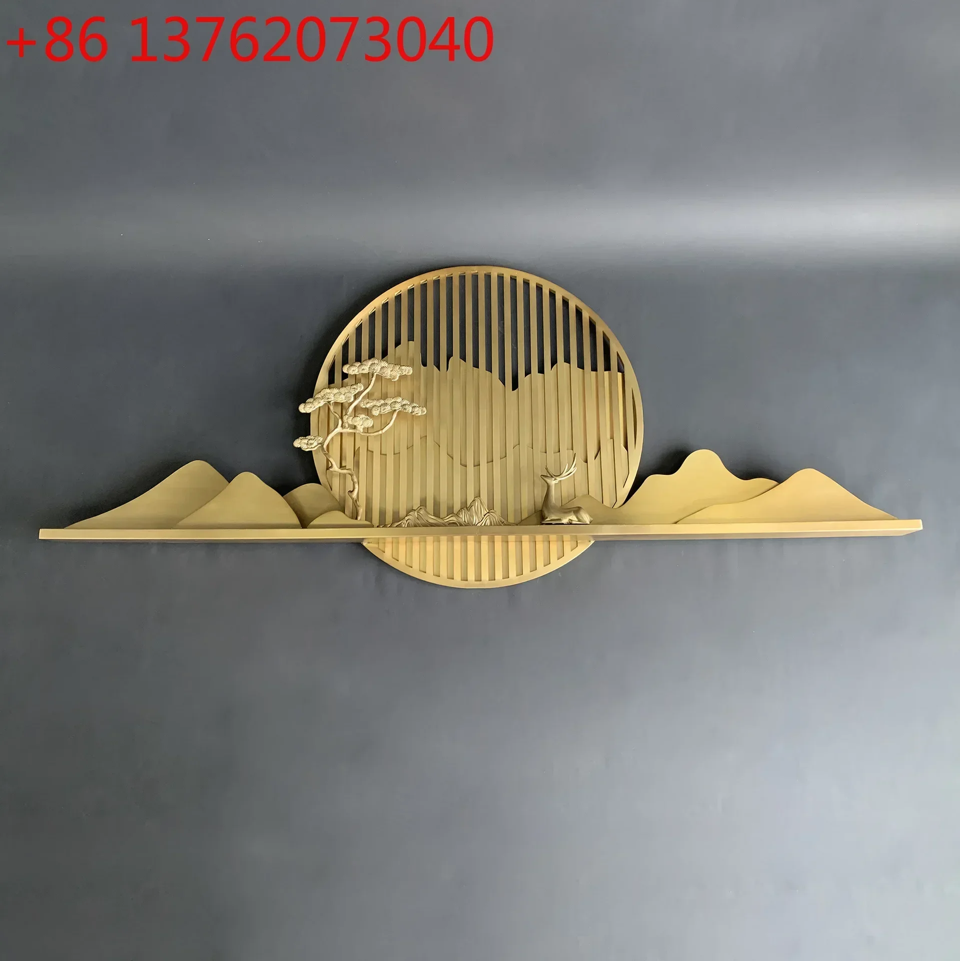 New Chinese-style living room sofa background wall all-copper decorative pendant tea room entrance decoration
