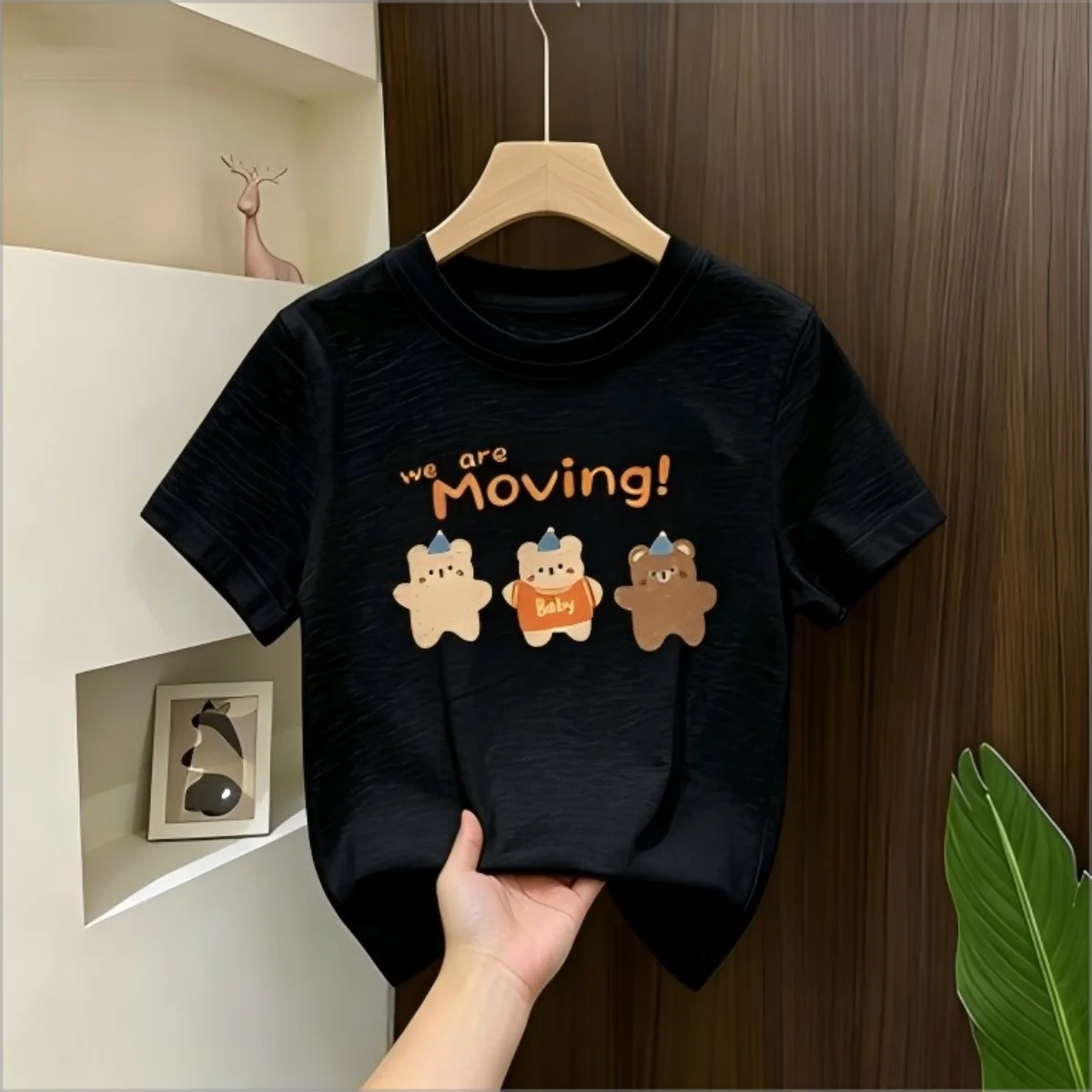 Cute Cartoon Animal Print Kids T‑Shirt, Lovely Elephant Panda Bear Pony Graphic Tee, Soft Casual Short Sleeve Tops