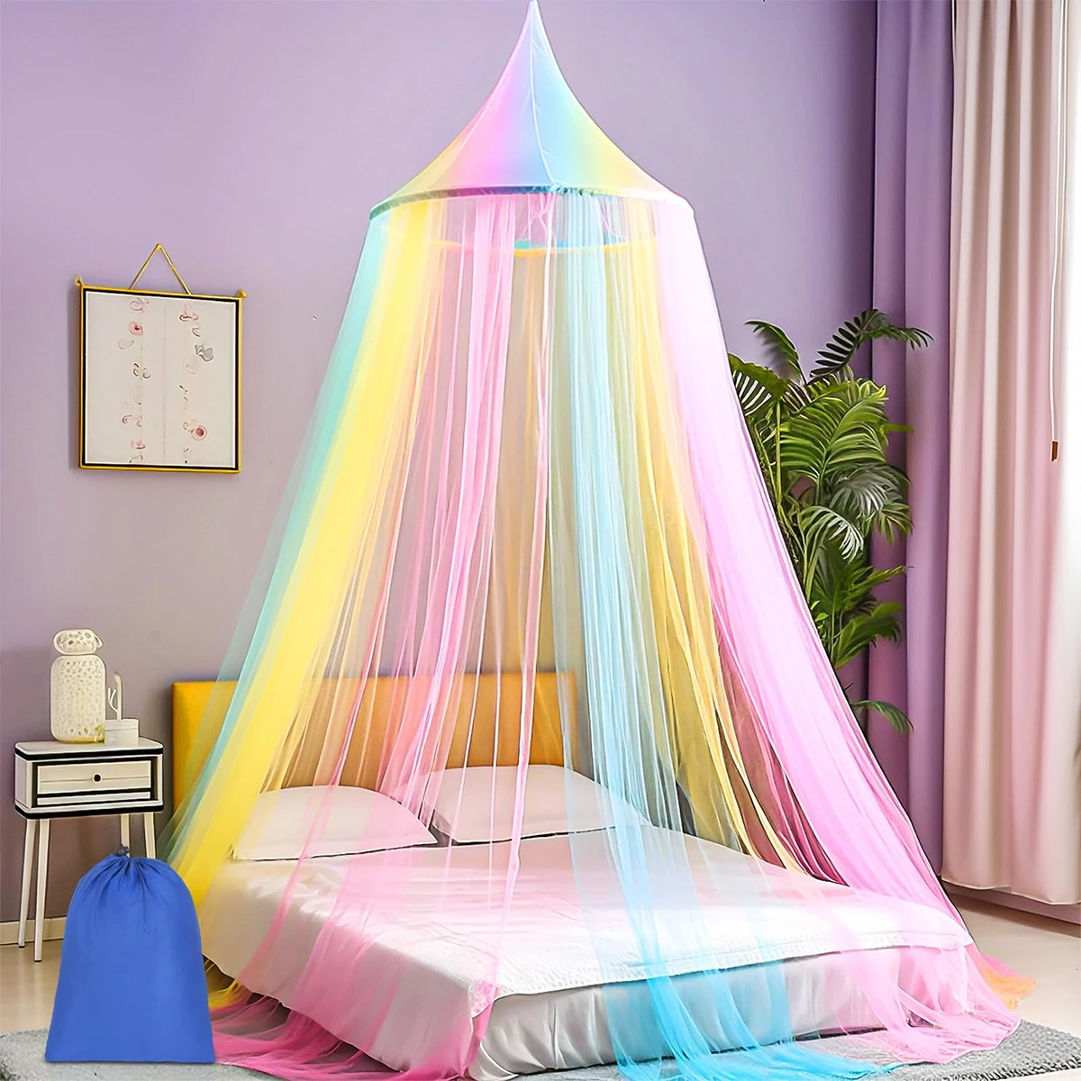 Colored Bed Mosquito Net For Girls White Large Bed Cover Hanging Bed Net Bedroom Decoration With Storage Bag For Travel