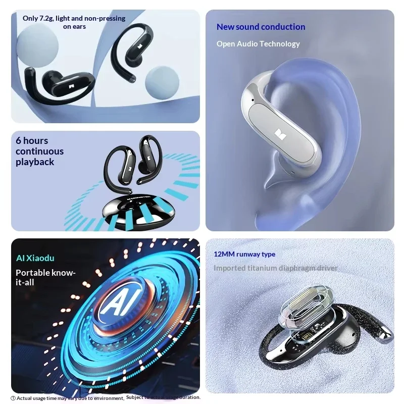 Monster D01 Bluetooth Earphones  Wireless Ear Loops High-End Bone Conductor Open-Type AI Smart Earphones Sensitive