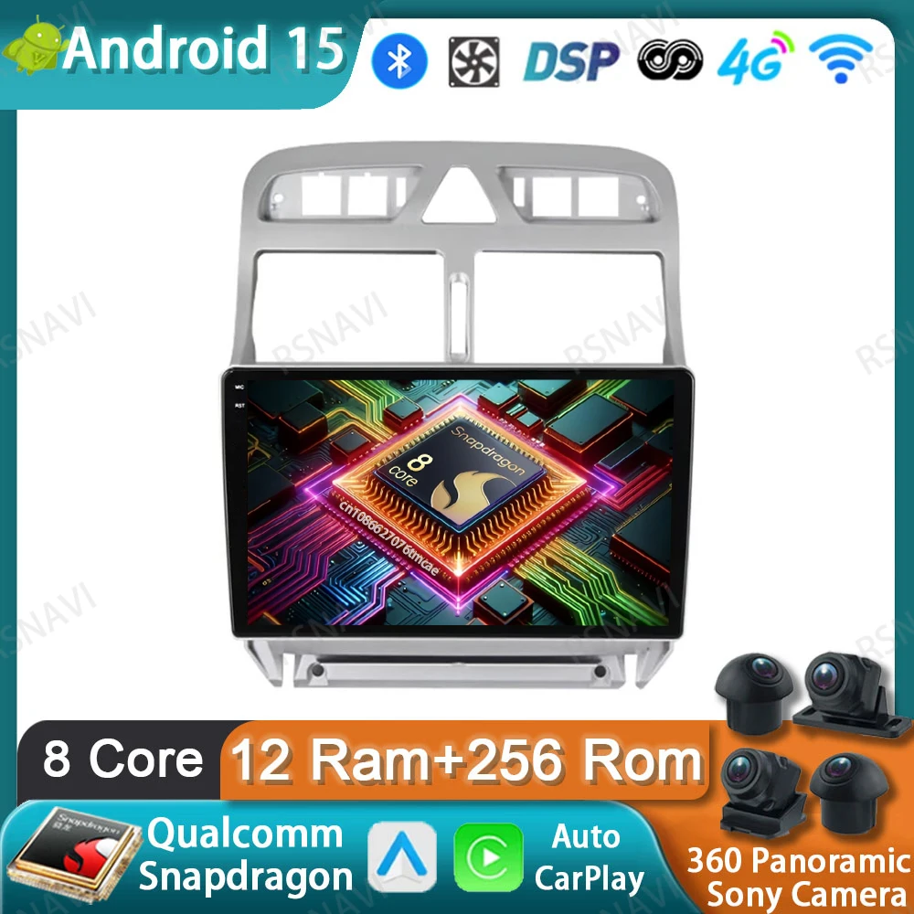 

Car Radio Android 15 For Peugeot 307 307CC 307SW 2002 - 2013 Navigation Head Unit Stereo DVD 5G WIFI BT QLED Qualcomm Multimedia