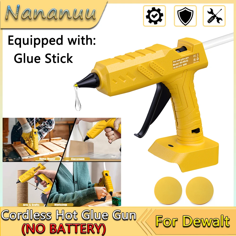 

Nananuu Cordless Hot Glue Gun Portable Rechargeable For Dewalt 18V Battery With 11mm Glue Sticks For Home DIY Repair Tool