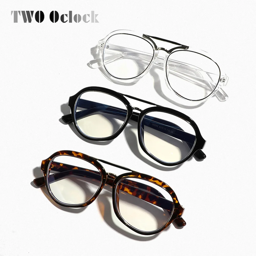 Trendy Oval Eyeglasses Frame Women Men Double Bridge Transparent Glasses Eyepieces Luxury Prescription No Grade Glasses Frame