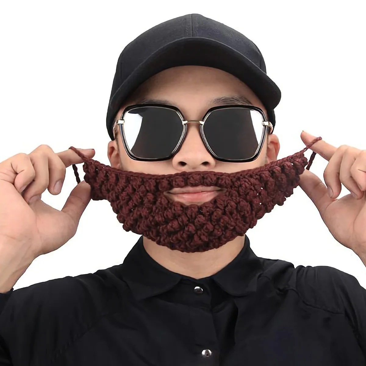 

1Pcs Warm Facial Mask Crochet Mustache Woolen Yarn Knitting Beard Lightweight Breathable Protective Face Mask for Winter