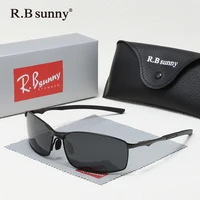 RBsunny gafas de sol Retro para hombre, montura fina polarizadas para deportes al aire libre, conducción, ciclismo, UV400, antideslumbrantes, gafas de negocios Vintage