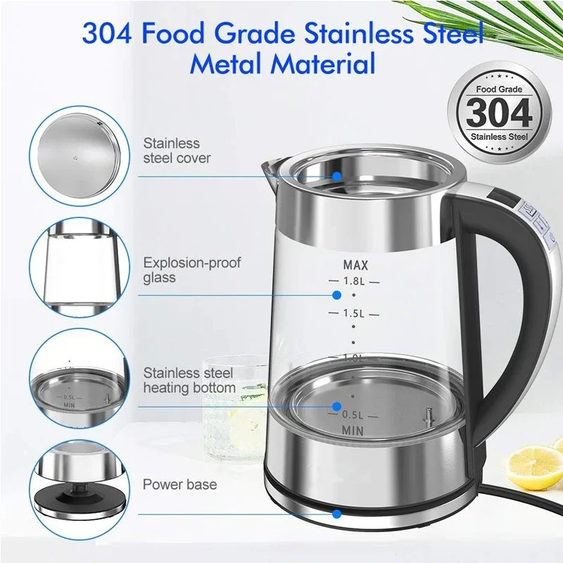 Constant Temp Glass Electric Kettle Smart Auto Power Off Keep Warm Home Water Kettle