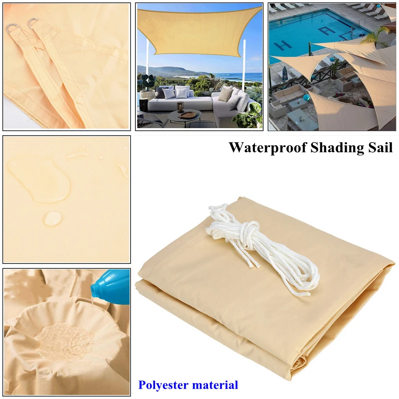 

Anti-UV Waterproof Shading Sail Swimming Pool Rainproof Sunshade Cloth Square Triangular Outdoor Awning Garden Patio Sunblock