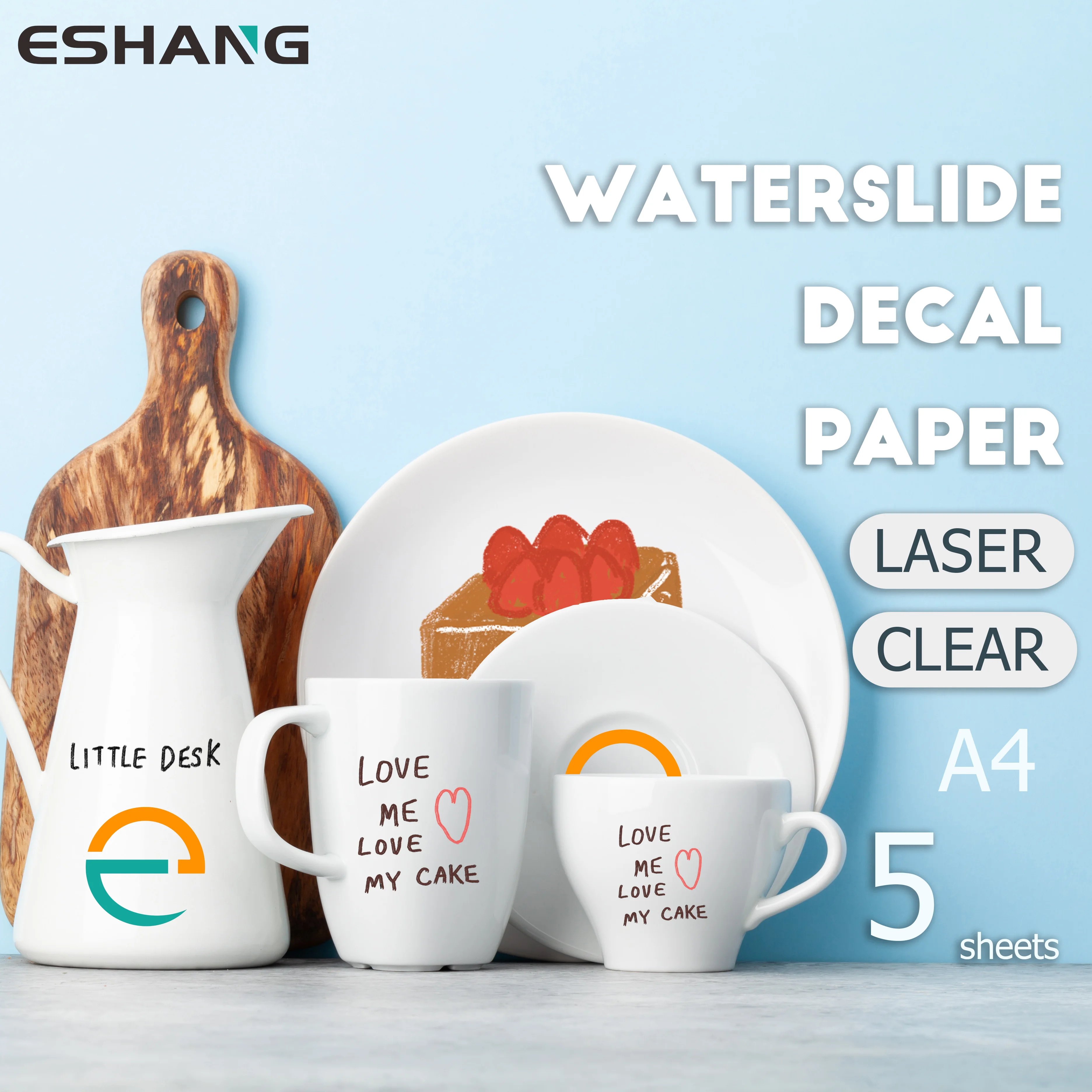 

Laser Clear Water Transfer Paper A4 5 Sheets, Transparent Decal Film for Glass & Glossy Surfaces, Professional Quality