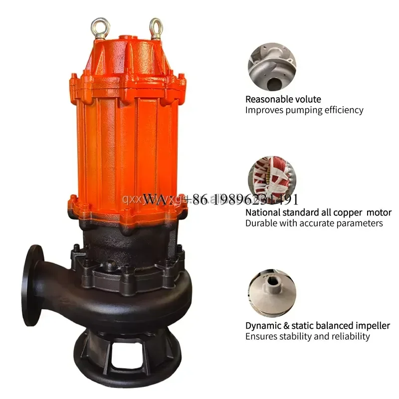 Wmwmnu for 80m 100m Head Centrifugal Submersible Close Coupled to Autocoupling Device Stainless Steel 5m Cable Length Dirty