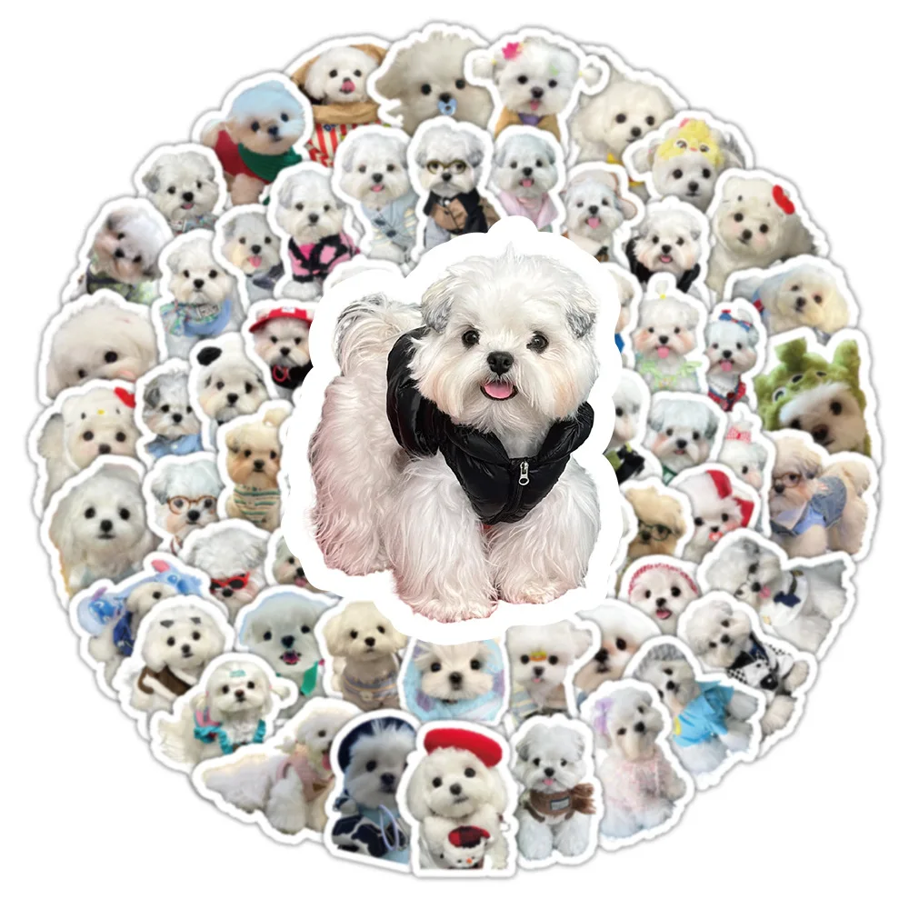 10/30/50/100PCS Kawaii Dog Stickers Cute Maltese Dog Sticker DIY Luggage Laptop Phone Car Bike Skateboard Graffiti Decals Toy