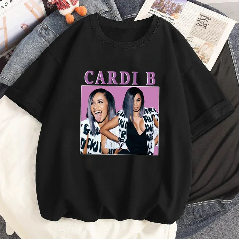 مغني الراب كاردي B مطبوعة المرأة الأبجدية تي شيرت المشجعين هدية الشارع الشهير Harajuku القوطي التي شيرت بلايز الصيف الرجال عادية كم قصير تيز