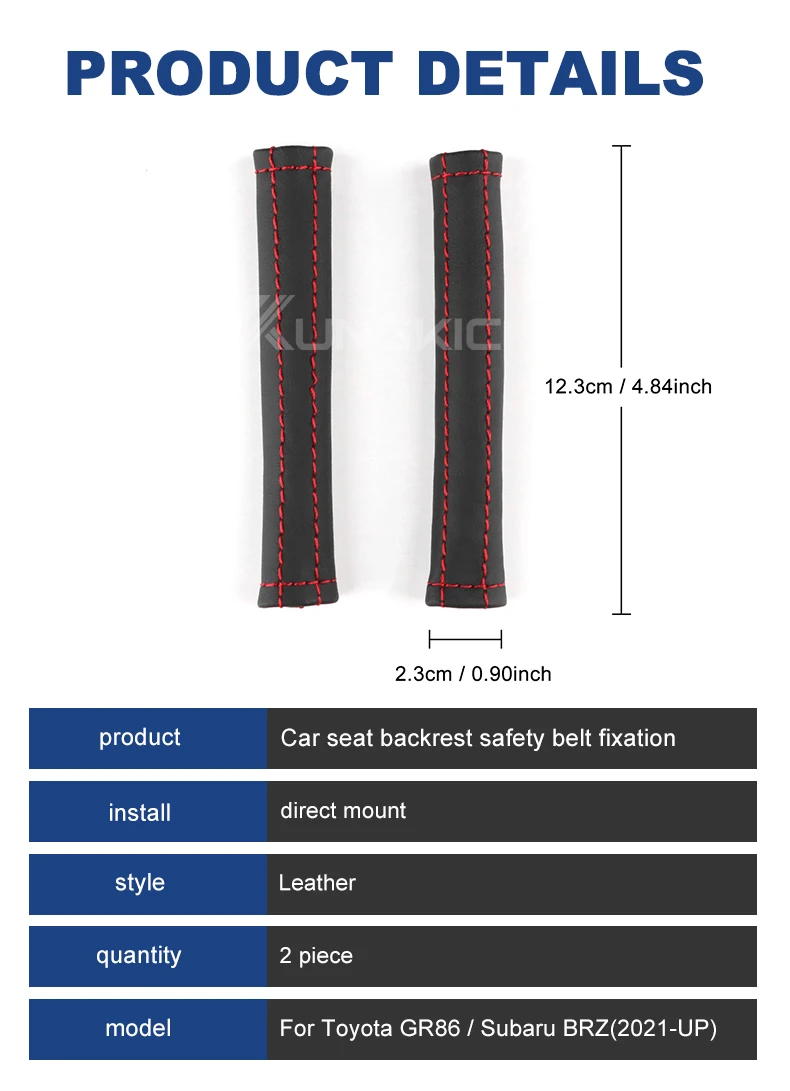 Für Toyota GR86 ZN8 Subaru BRZ ZD8 2021 2022 2023 2024 2025 Sicherheitsgurtpolster-Abdeckungssatz PU-Leder-Innenausstattung 2 STÜCKE – Detail 11