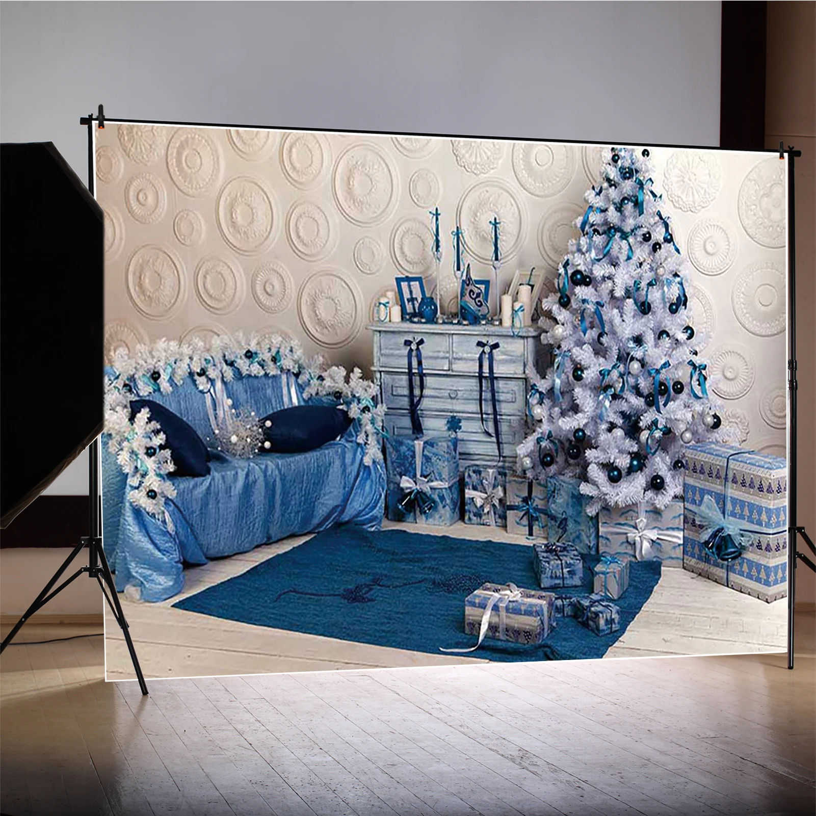 MOON.QG Natal 2026 Latar Belakang Sofa Perapian Pohon Natal Fotografi Latar Belakang Foto Wallpaper Photozone Festival Foto Alat Peraga