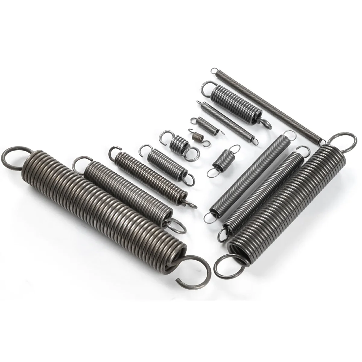 Sterke trekveer met enkele haak, verenstaal, draad 2/2,5 mm, buiten 12-20 mm, lengte 14,5-200 mm, ondersteuning voor maatwerk