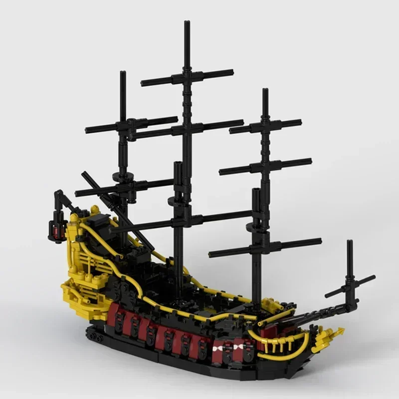 Modelo de navio pirata moc, tijolos de construção, tecnologia de acorazado queen, blocos modulares, presentes, brinquedos de natal, conjuntos diy de montagem