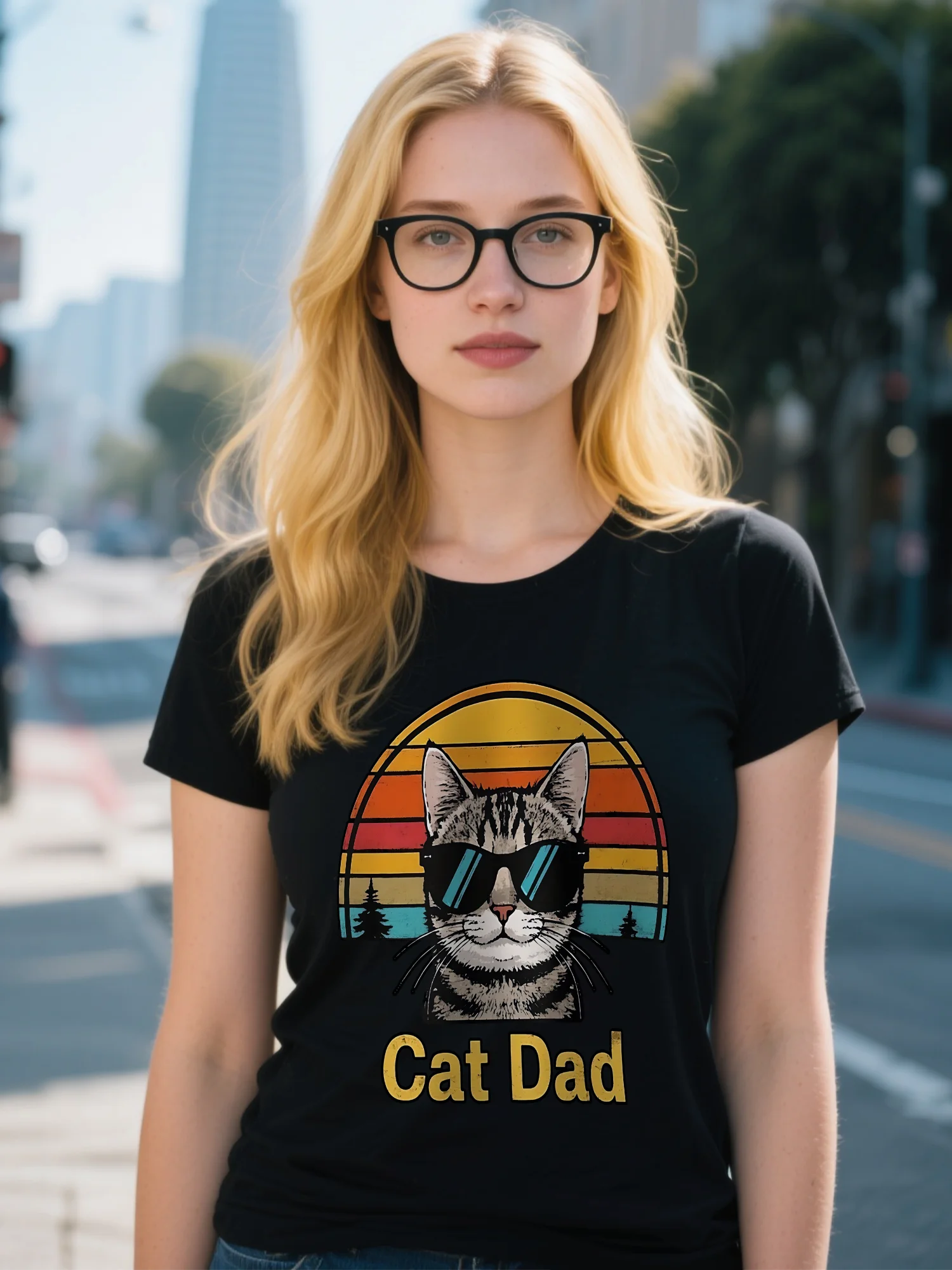 

Women's Black High Street T-Shirt - Floral Print & Animal Design, 100% Organic Cotton Summer Essential