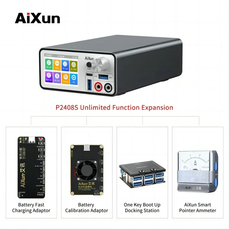 JC AIXUN P2408S Intelligent Regulated 24 Volt DC Power Supply 8A Short Circuit Tester Fast Charging Voltage Ammeter Regulator