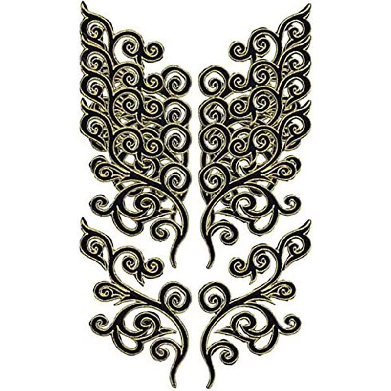 1 Pair Embroidery Golden Thread Flower Patches Fabric Bride Wedding Dress Bags DIY Accessories Sewing Repair