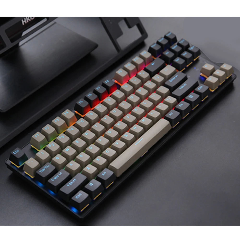 Hot Sale Custom  87 Keys Wireless Bt Wired Three-Mode Laptop  Mobile Rgb Ergonomic Mechanical Gaming Keyboard