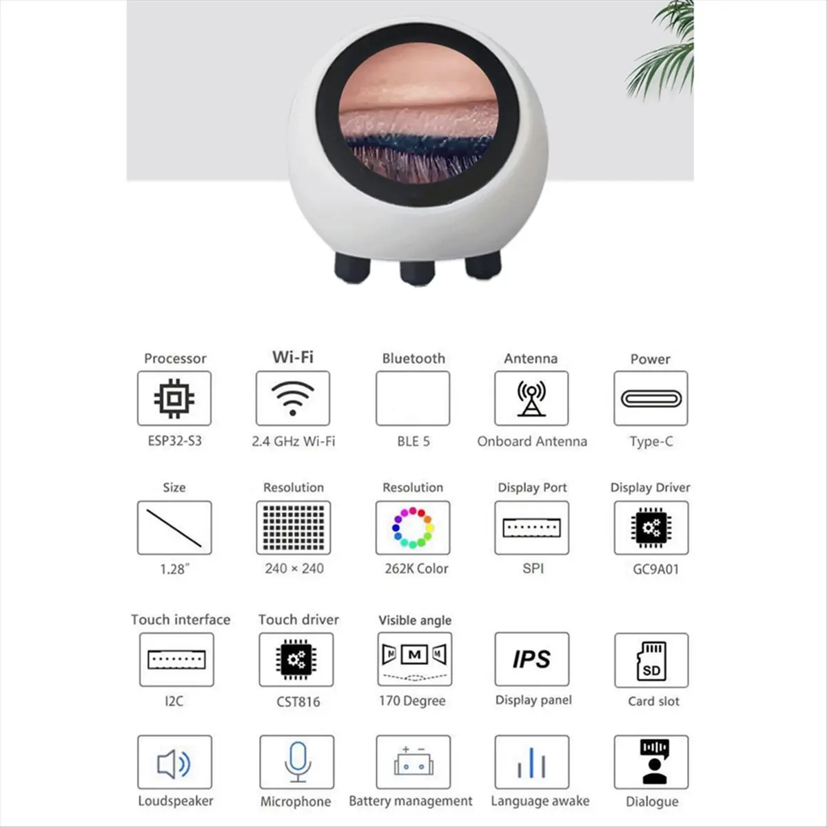

*ESTR для DeepSeek XiaoZhi AI голосовой чат робот ESP32-S3 1,28-дюймовый ЖК-дисплей с сенсорным дисплеем макетная плата часы настольное украшение