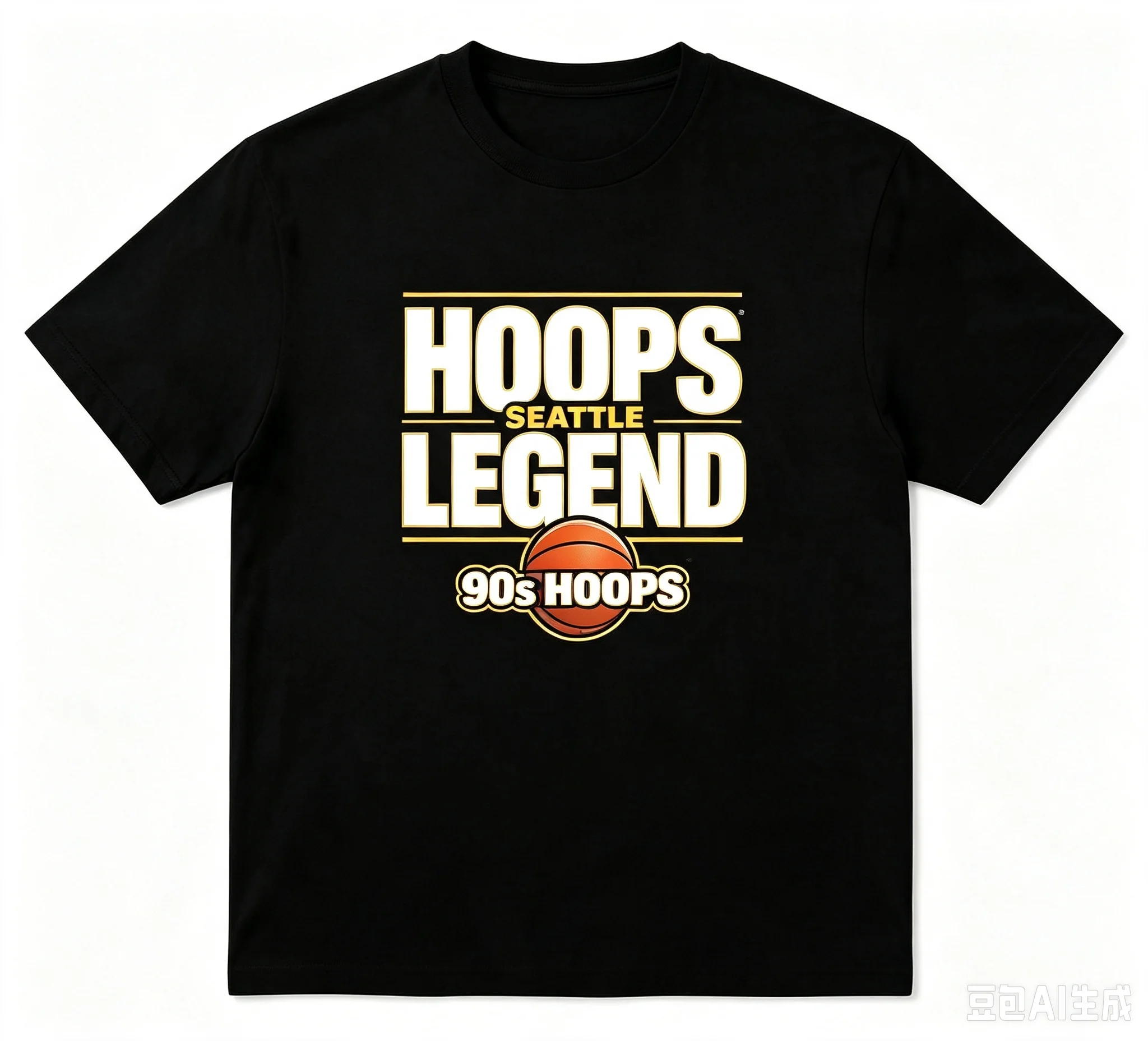 Retro 90s Basketball T‑Shirt Hoops Legend Seattle Bold Text Graphic Print Men Casual Street Short Sleeve Top