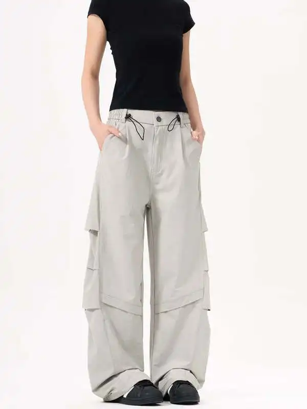 

Функциональные рабочие брюки для улицы, мужские летние тонкие эластичные брюки с широкими штанинами, повседневные длинные брюки свободного покроя