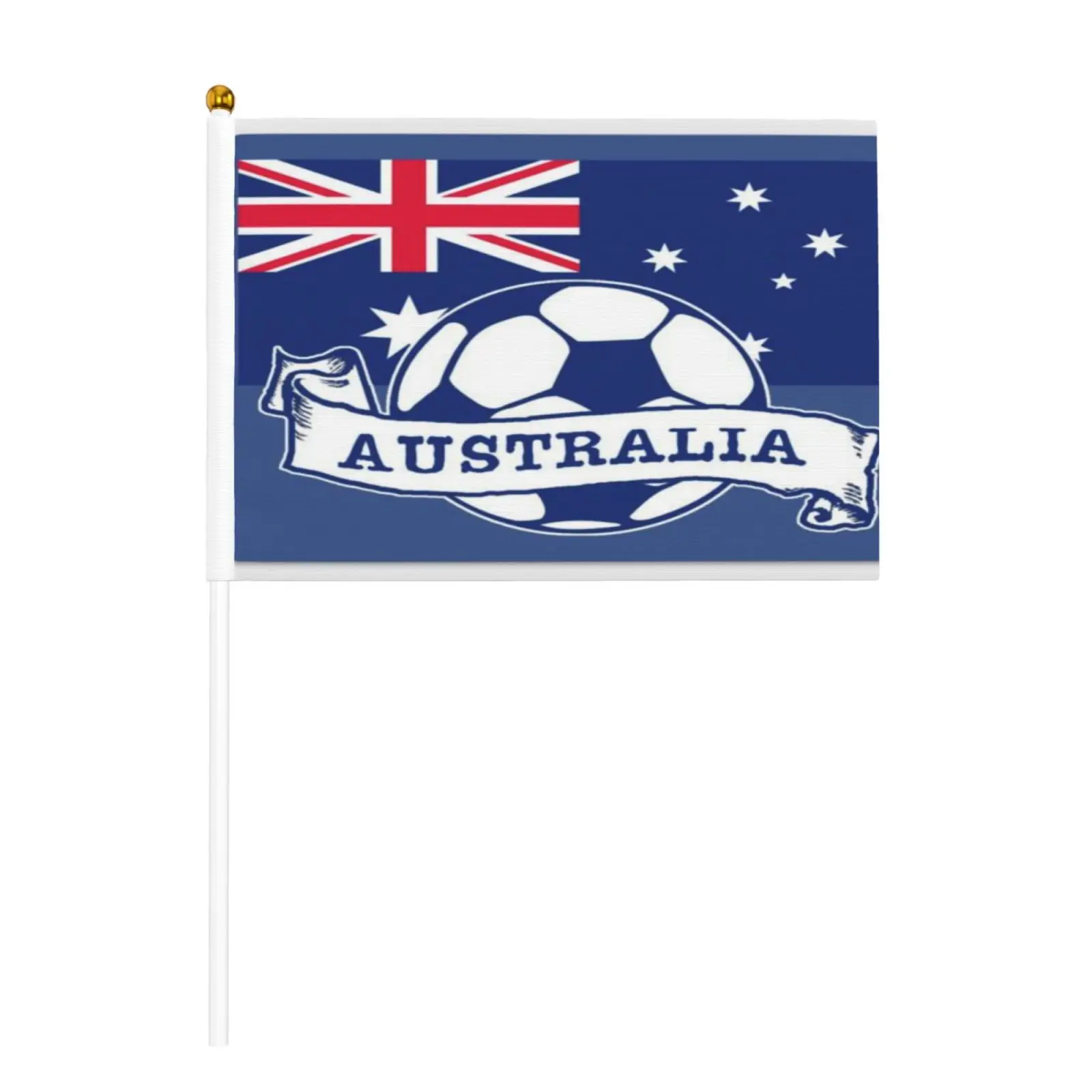 10 Pack Aussie National Football Hand Held Flag, Small Waving Banner With Pole Sports Match Fan Supplies Pub Game Day Decor