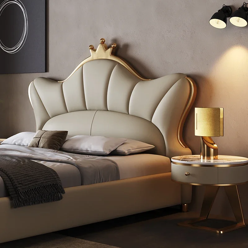 Modern light luxury, double wedding bed, Italian minimalism