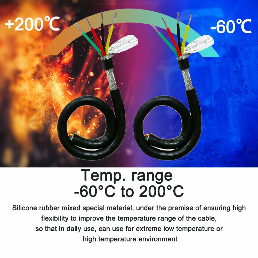 Silicone Rubber Shield Cable 2/3/4/5/6/7/8 Cores Chemical Resistant Extreme Temp Medical Steam Sterilization Signal Control Wire