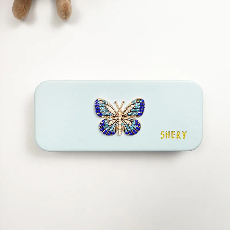 مجموعة مرصعة بالألماس للرجال والنساء من الجلد الصلب المحمول نظارات القراءة الصلبة صندوق النظارات حافظات النظارات هدية فتاة