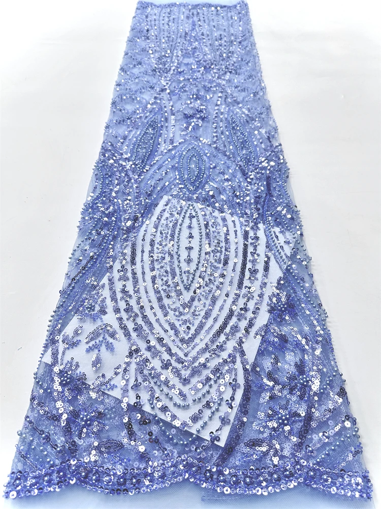 Luxury Sequins African Lace Fabric 2024 High Quality Nigerian Wedding Bridal Embroidery French Tulle Mesh Sewing 5 Yards ShiT