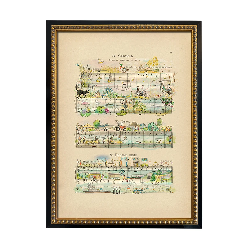 

Picture frame cartoon piano score children's room piano room decorative painting medieval niche custom retro style hanging paint