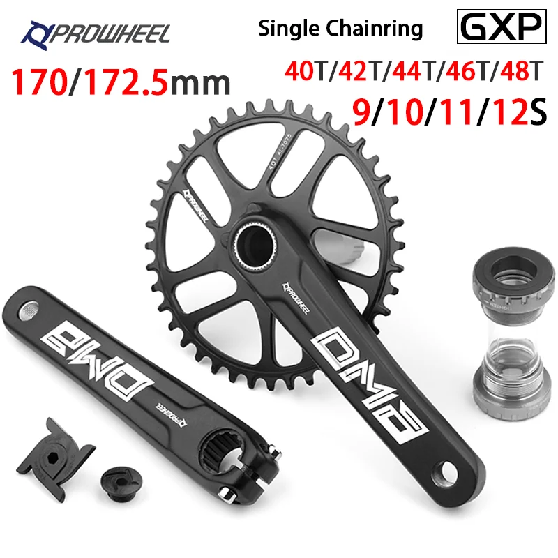 

PROWHEEL 170/172.5mm Road Bike Crankset 9/10/11/12Speed Crank 40/42/44/46/48T For Hollow Single Chainring with Bottom bracket