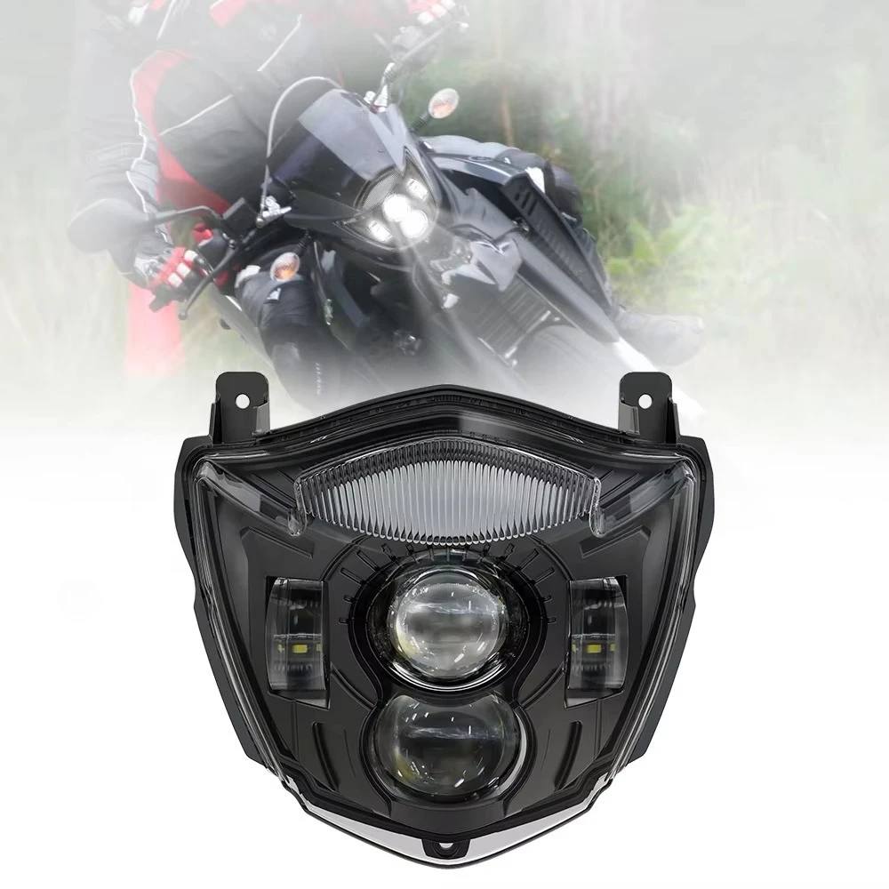 Motorcycle LED Headlight Assembly for Yamaha Xt660r Xt660x 2004-2016 E-MARK E24 DRL Hi/Low Beam Dirt Bike Front Headlamp