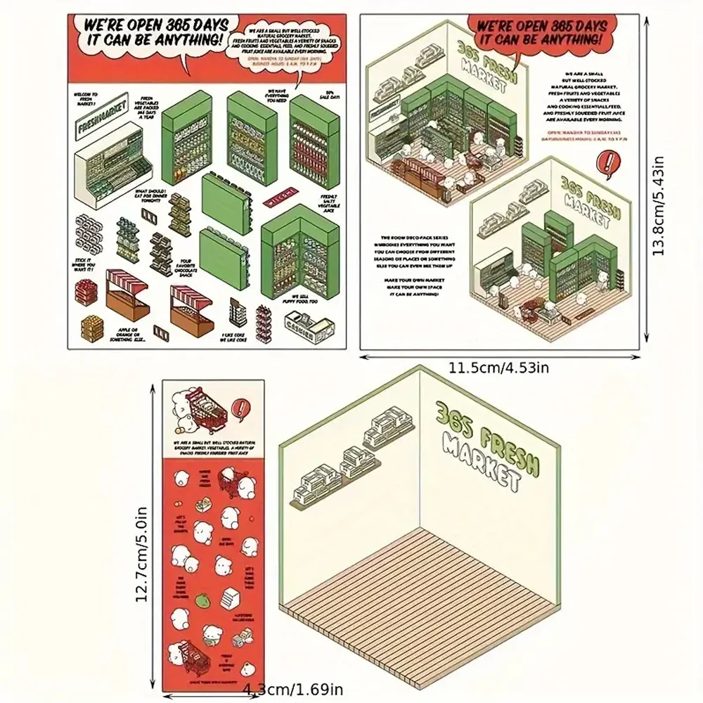 Adesivo 3D para Empilhar e Colar Cena de Cabine, Conta Tridimensional de Mão, Presente para Crianças, Criança, Bebê, Estudante, Alívio do Estresse, DIY