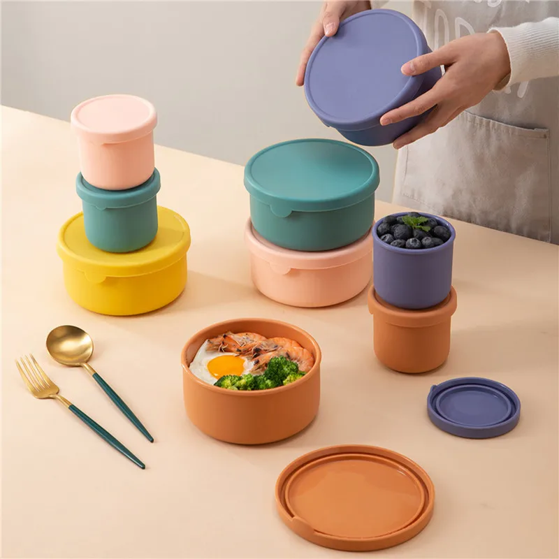 

Silicone Food Storage Container with Lids Reusable Airtight Lunch Bento Boxes for Adults Kids Freezer Camping Snack Container