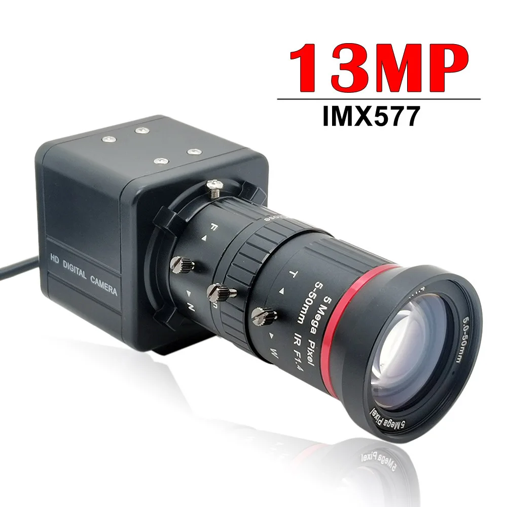 High Definitiona 13MP 3840x2880 USB Webcam MJPEG CMOS IMX577 5-50mm Manual Varifocus CS Lens Industrial USB Camera For Computer