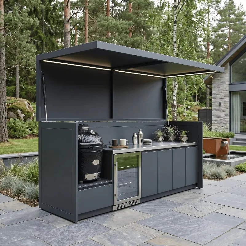 Stainless steel outdoor barbecue kitchen equipment, moisture-proof outdoor kitchen station, suitable for outdoor use in villas