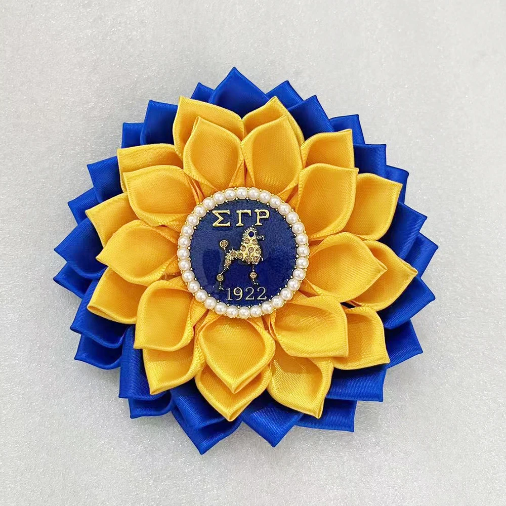 إكسسوارات بودل بأحرف يونانية من SGRHO بروش الصدار باللونين الأزرق والأصفر